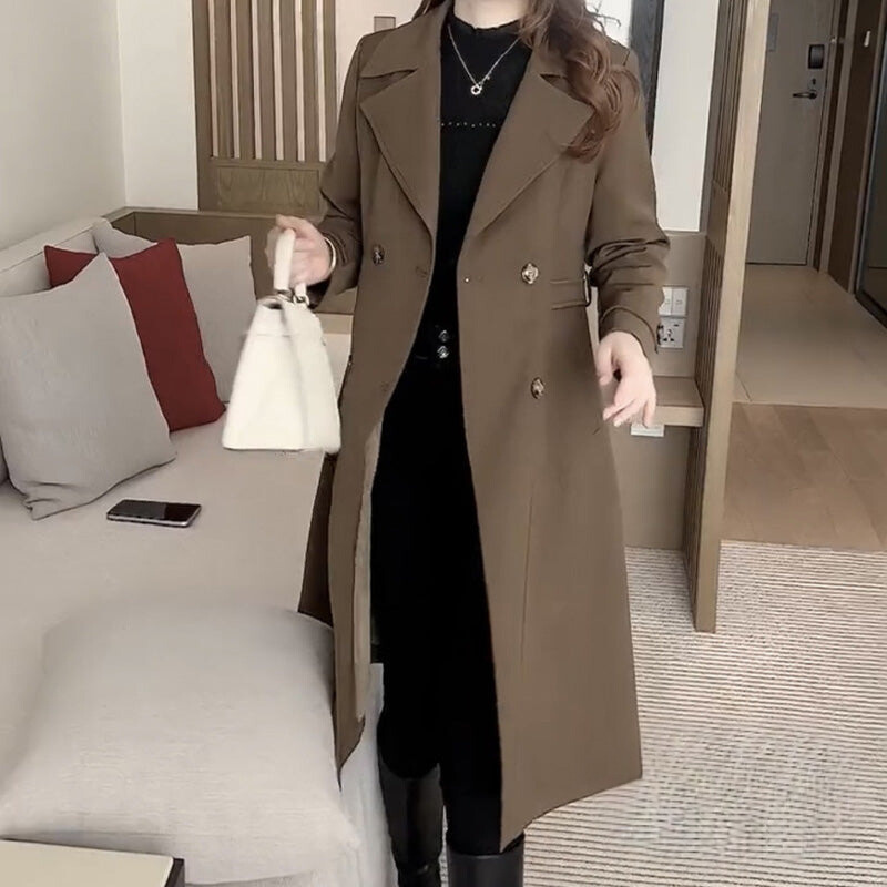 Women's Trench Coat with Wool Warmth for Workwear Everyday by Selouva
