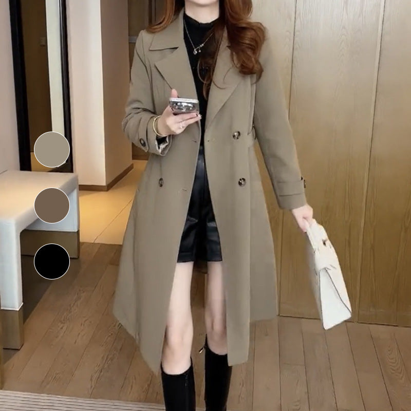 Women's Trench Coat with Wool Warmth for Workwear Everyday by Selouva