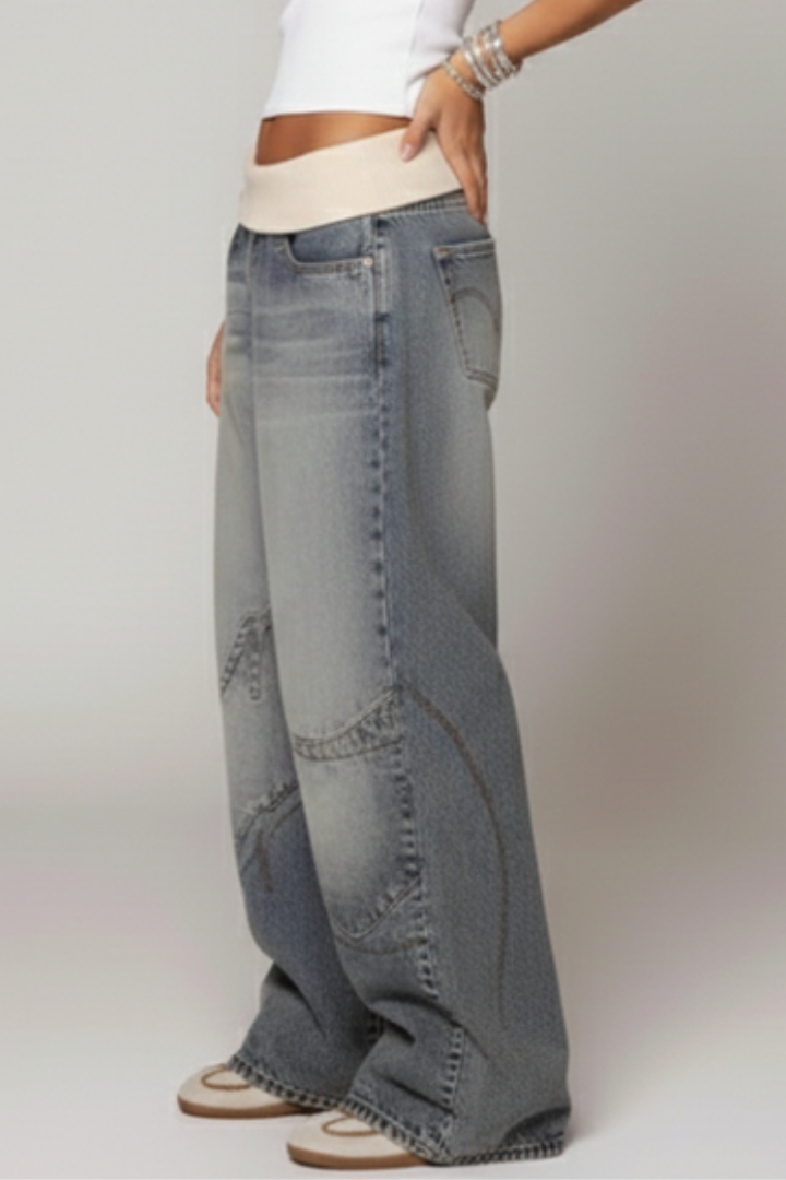 Madison Women Baggy Wide Leg Denim Trousers For Casual Summer Wear by Selouva