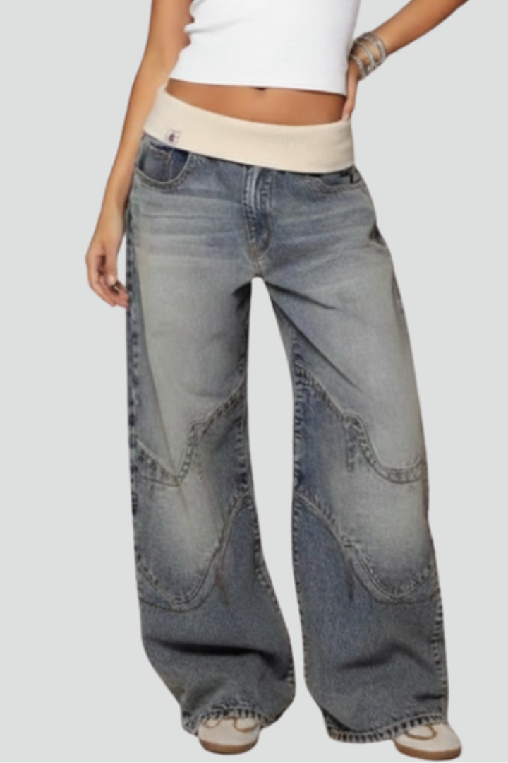 Madison Women Baggy Wide Leg Denim Trousers For Casual Summer Wear by Selouva