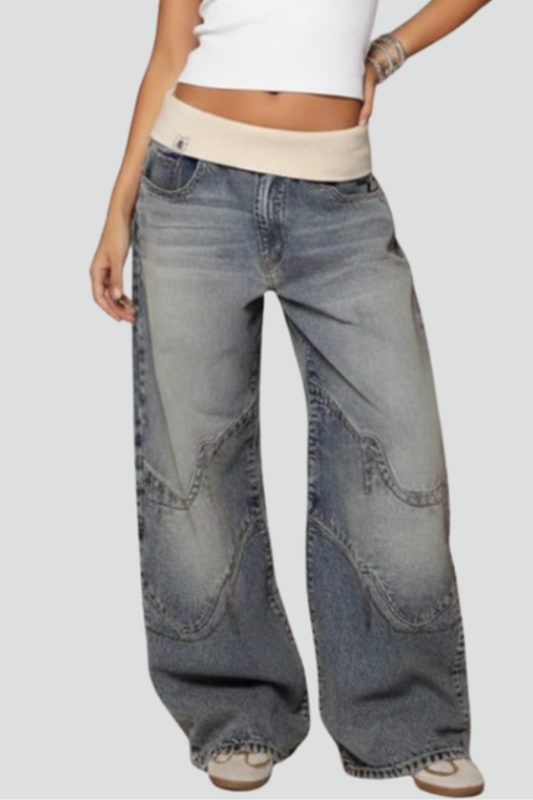 Madison Women Baggy Wide Leg Denim Trousers For Casual Summer Wear by Selouva