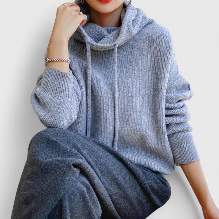 Tin Olive Green Relaxed Fit Drawstring Turtleneck Sweater by Selouva