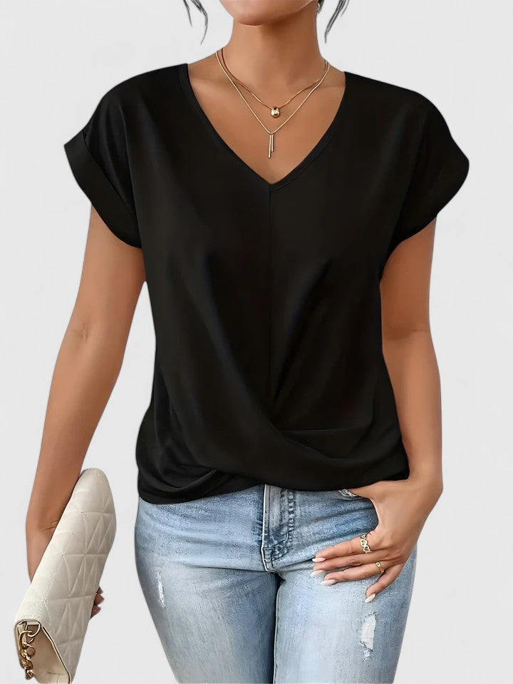 Women's Twist Front V-Neck Top by Selouva