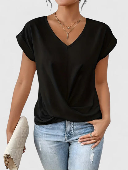Women's Twist Front V-Neck Top by Selouva
