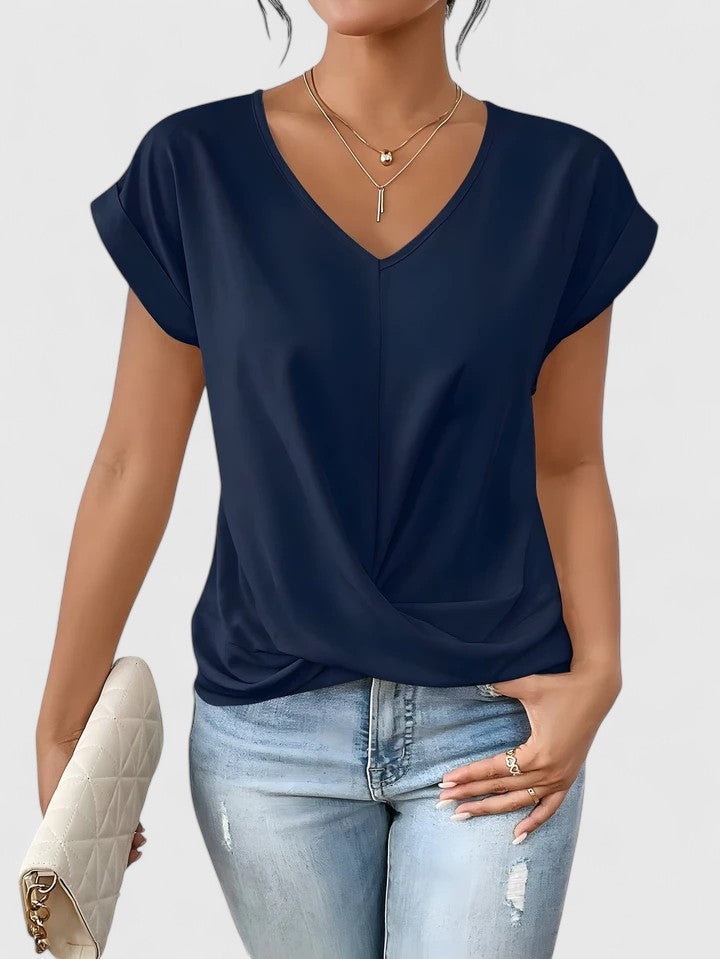 Women's Twist Front V-Neck Top by Selouva