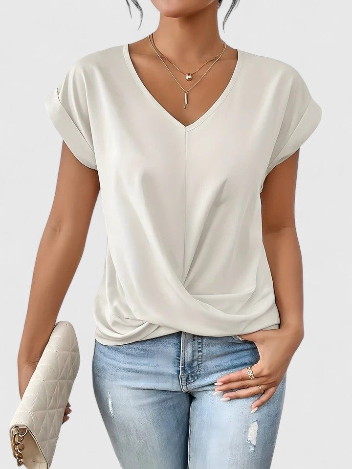 Women's Twist Front V-Neck Top by Selouva