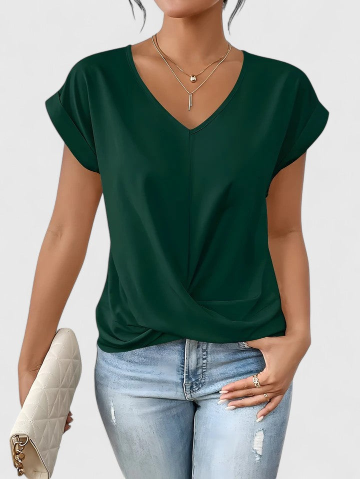 Women's Twist Front V-Neck Top by Selouva