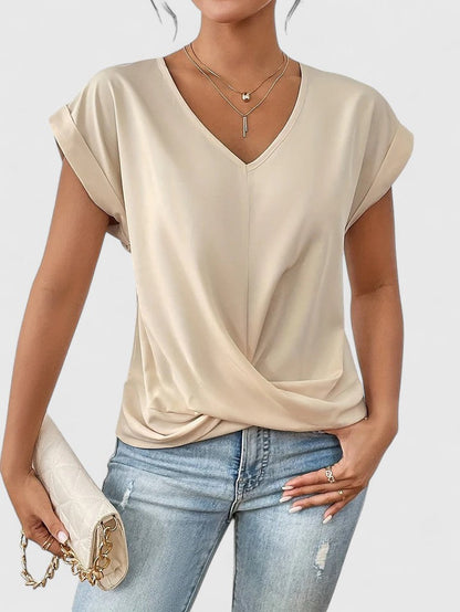 Women's Twist Front V-Neck Top by Selouva