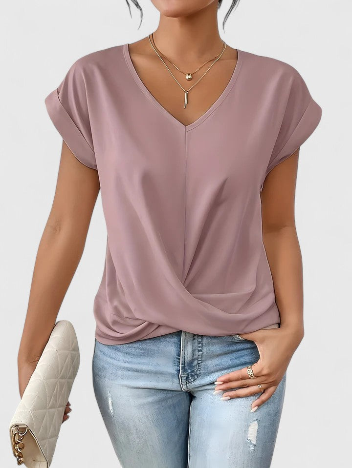 Women's Twist Front V-Neck Top by Selouva