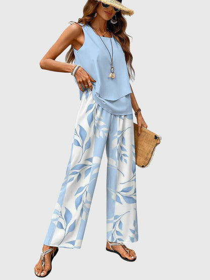 Women's Two-Piece Plant Print Set by Selouva