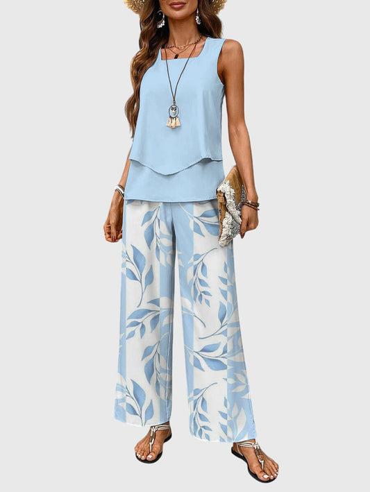 Women's Two-Piece Plant Print Set by Selouva