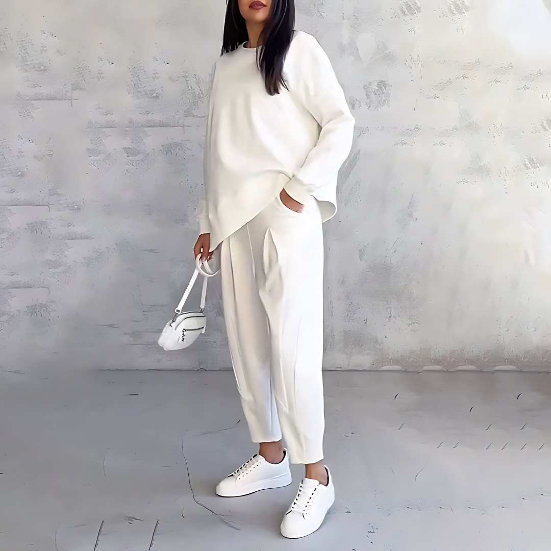 Women's White Two Piece Set for Workwear by Selouva