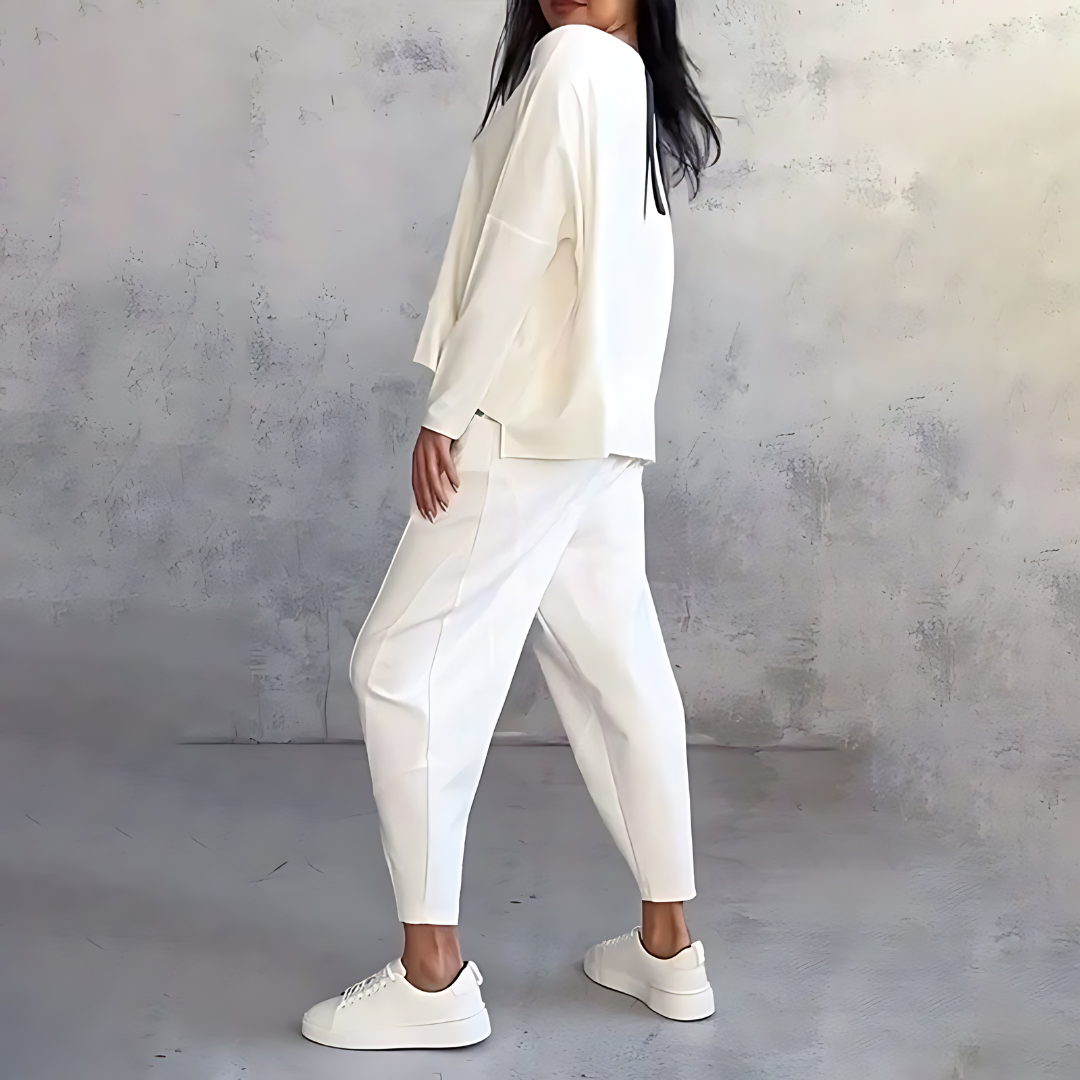 Women's White Two Piece Set for Workwear by Selouva