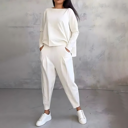 Women's White Two Piece Set for Workwear by Selouva