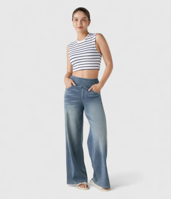 Sookie Comfortable Wide Leg Denim Pants For All Day Comfort by Selouva