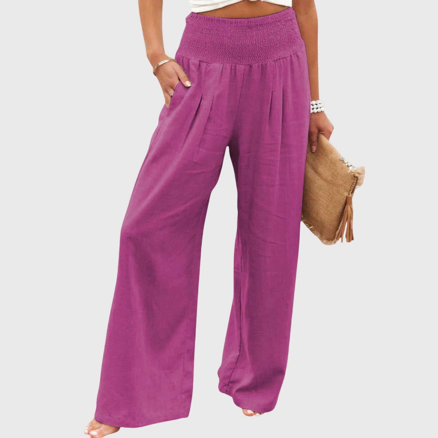 Julie Airy And Elegant Wide Leg Pants For Everyday And Office Wear by Selouva