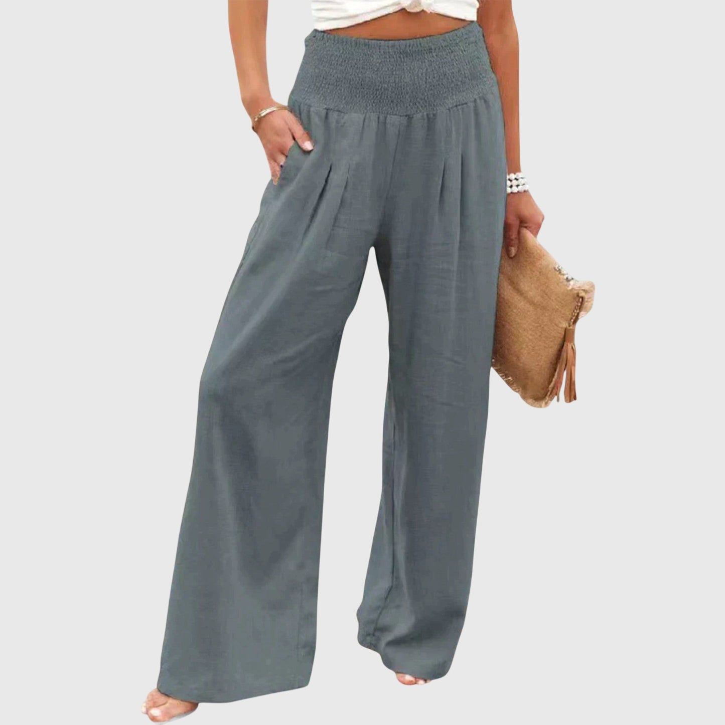 Julie Airy And Elegant Wide Leg Pants For Everyday And Office Wear by Selouva