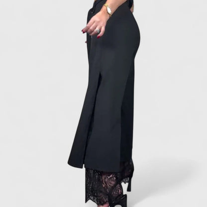 Madonna Sophisticated Wide Leg Pants With Lace Accents by Selouva