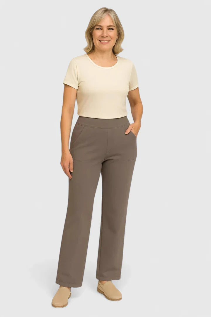 Ame Elegant Wide Leg Pants With Elastic Waistband And Pockets by Selouva