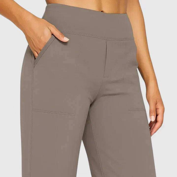 Ame Elegant Wide Leg Pants With Elastic Waistband And Pockets by Selouva