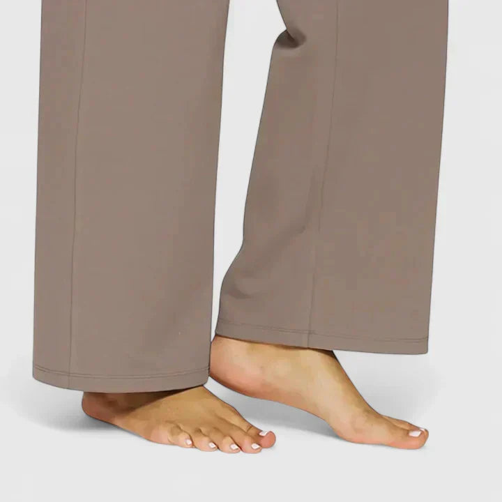 Ame Elegant Wide Leg Pants With Elastic Waistband And Pockets by Selouva