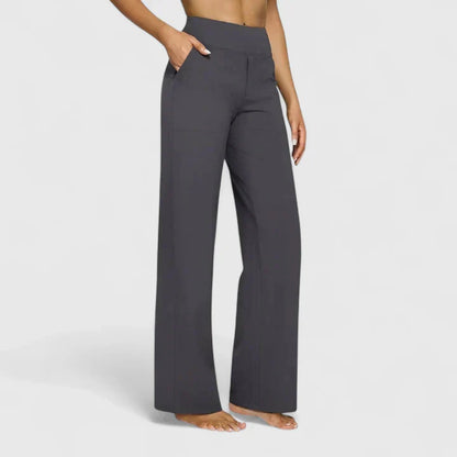 Ame Elegant Wide Leg Pants With Elastic Waistband And Pockets by Selouva