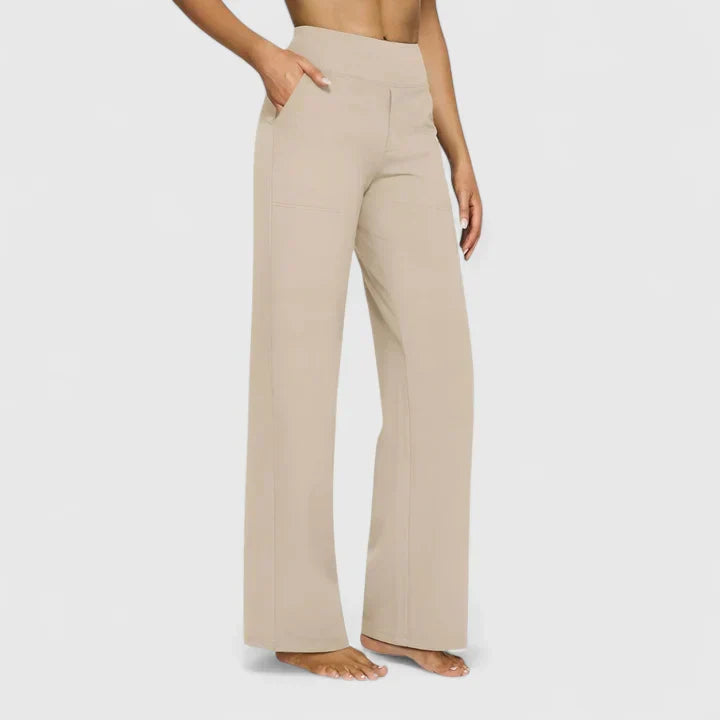 Ame Elegant Wide Leg Pants With Elastic Waistband And Pockets by Selouva