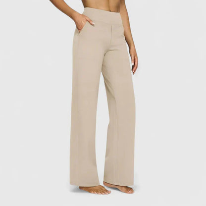 Ame Elegant Wide Leg Pants With Elastic Waistband And Pockets by Selouva