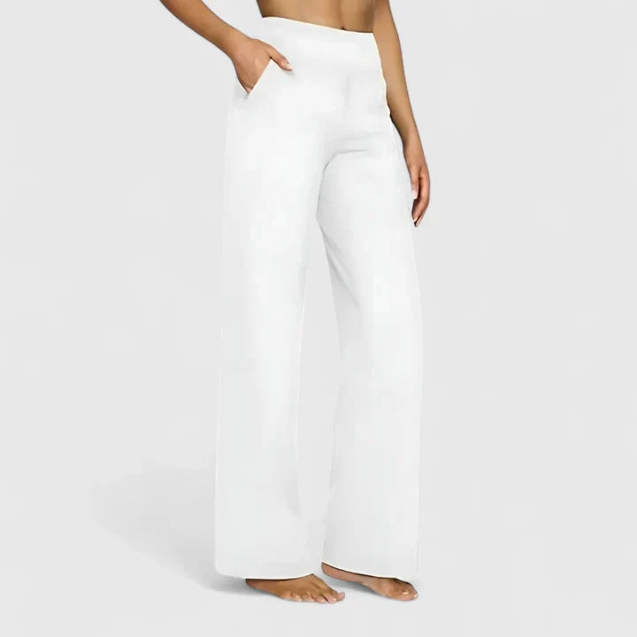 Ame Elegant Wide Leg Pants With Elastic Waistband And Pockets by Selouva