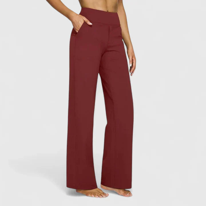 Ame Elegant Wide Leg Pants With Elastic Waistband And Pockets by Selouva