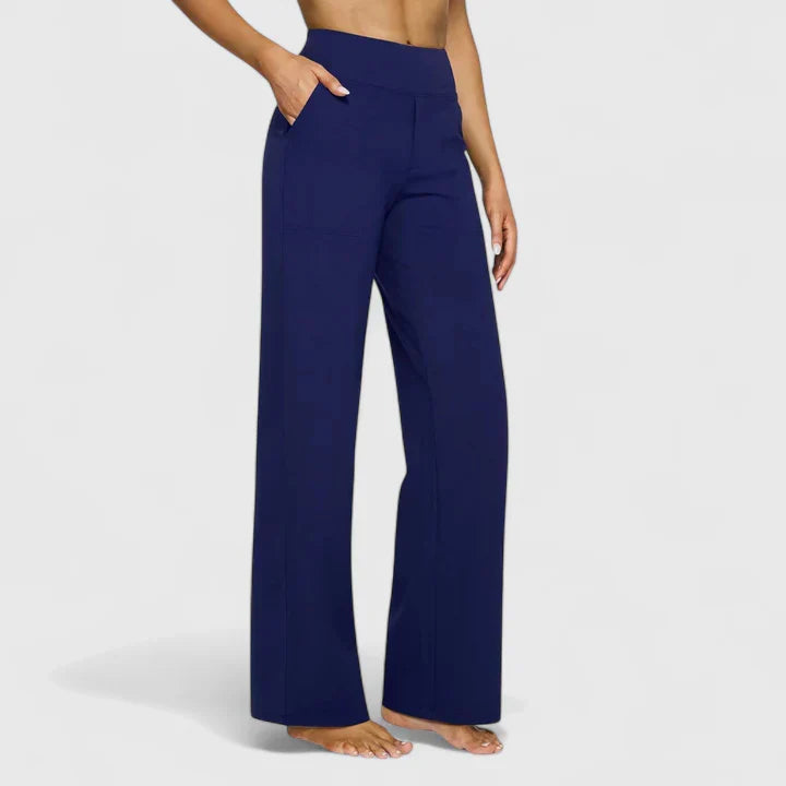 Ame Elegant Wide Leg Pants With Elastic Waistband And Pockets by Selouva