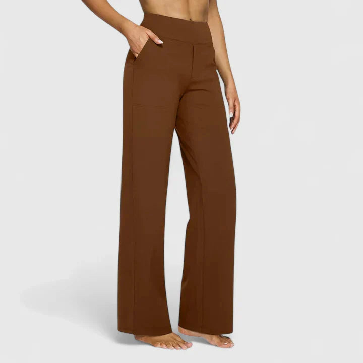 Ame Elegant Wide Leg Pants With Elastic Waistband And Pockets by Selouva