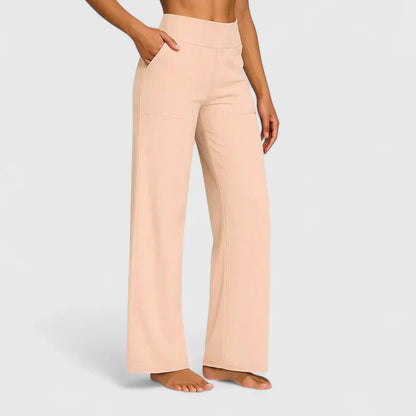 Ame Elegant Wide Leg Pants With Elastic Waistband And Pockets by Selouva