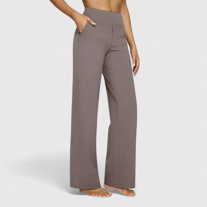 Ame Elegant Wide Leg Pants With Elastic Waistband And Pockets by Selouva