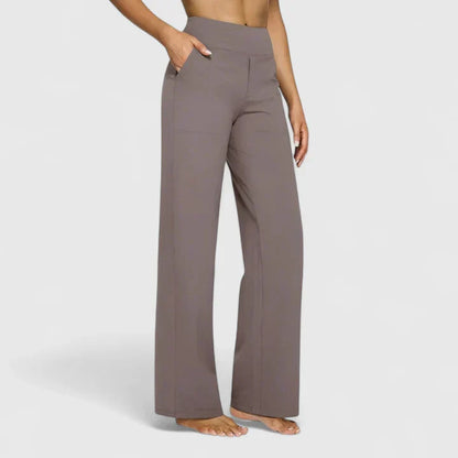 Ame Elegant Wide Leg Pants With Elastic Waistband And Pockets by Selouva