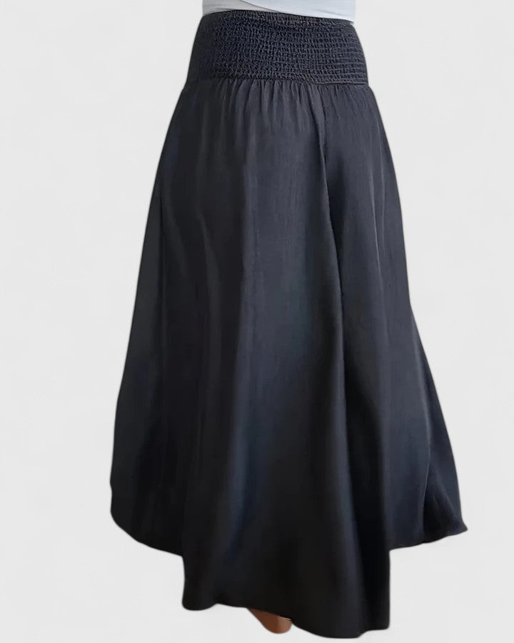 Elona Comfortable Wide Leg Pants With Stretch Waistband For Women by Selouva