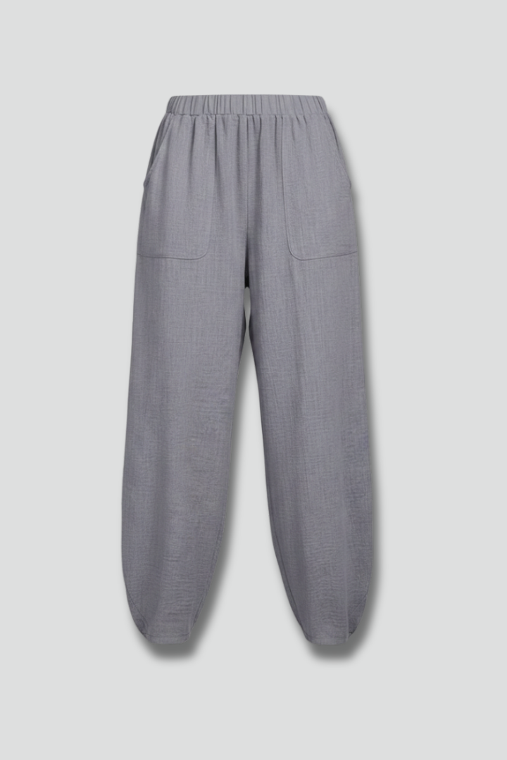 Chloe Womens Wide Leg Elastic Waist Trousers With Side Pockets by Selouva
