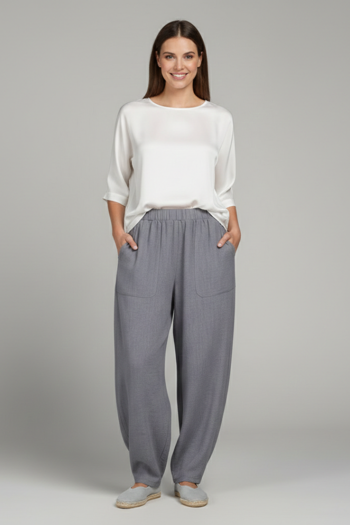 Chloe Womens Wide Leg Elastic Waist Trousers With Side Pockets by Selouva
