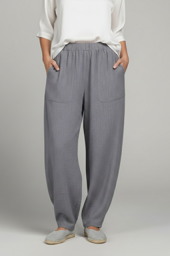 Chloe Womens Wide Leg Elastic Waist Trousers With Side Pockets by Selouva
