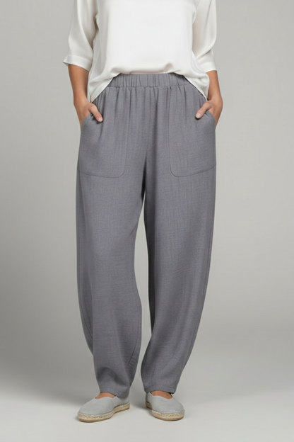 Chloe Womens Wide Leg Elastic Waist Trousers With Side Pockets by Selouva