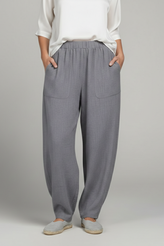 Chloe Womens Wide Leg Elastic Waist Trousers With Side Pockets by Selouva