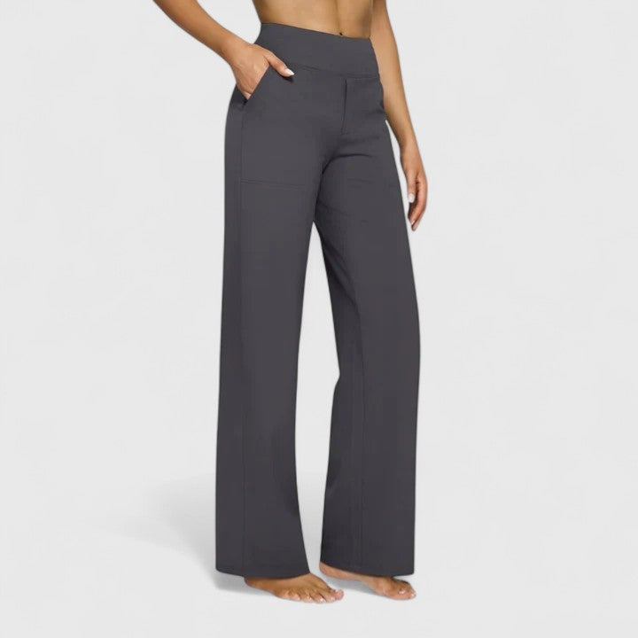 Hilary Sophisticated Wide Waistband Pants For All Day Comfort by Selouva