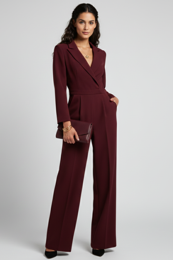 Women's Wrap Front Wide Leg Jumpsuit for Events by Selouva