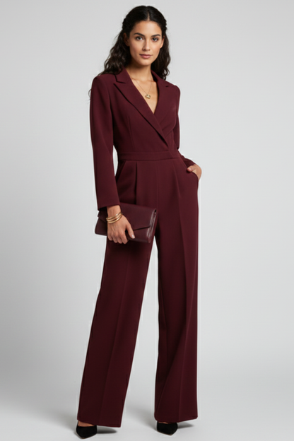 Women's Wrap Front Wide Leg Jumpsuit for Events by Selouva