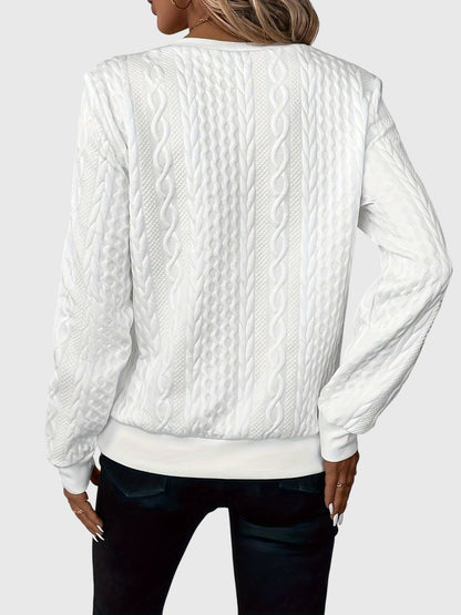 Nora Zip Front Quilted Cable Knit Sweater With Zipper Detail by Selouva