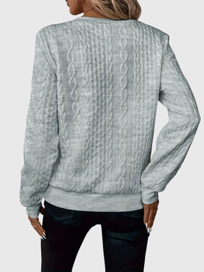 Nora Zip Front Quilted Cable Knit Sweater With Zipper Detail by Selouva
