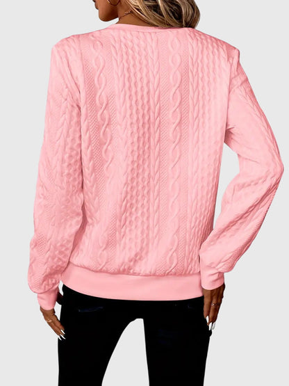 Nora Zip Front Quilted Cable Knit Sweater With Zipper Detail by Selouva
