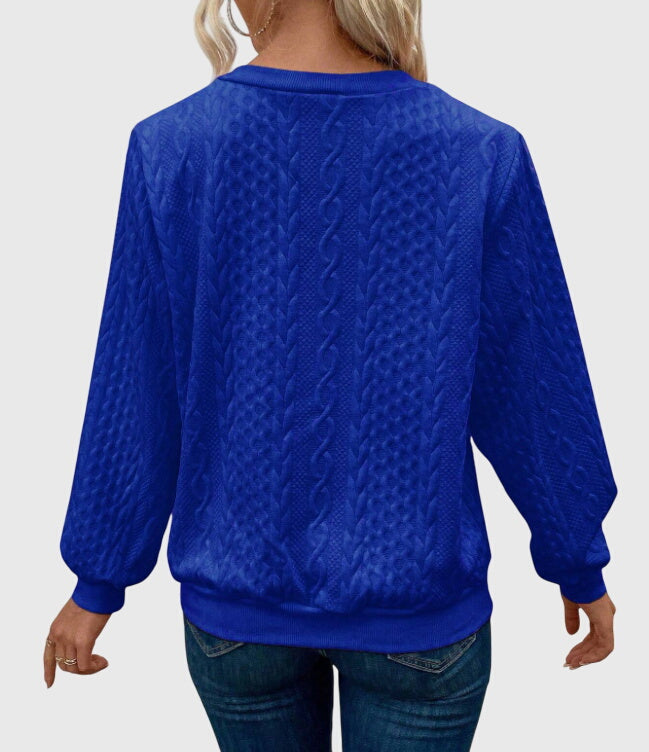Nora Zip Front Quilted Cable Knit Sweater With Zipper Detail by Selouva