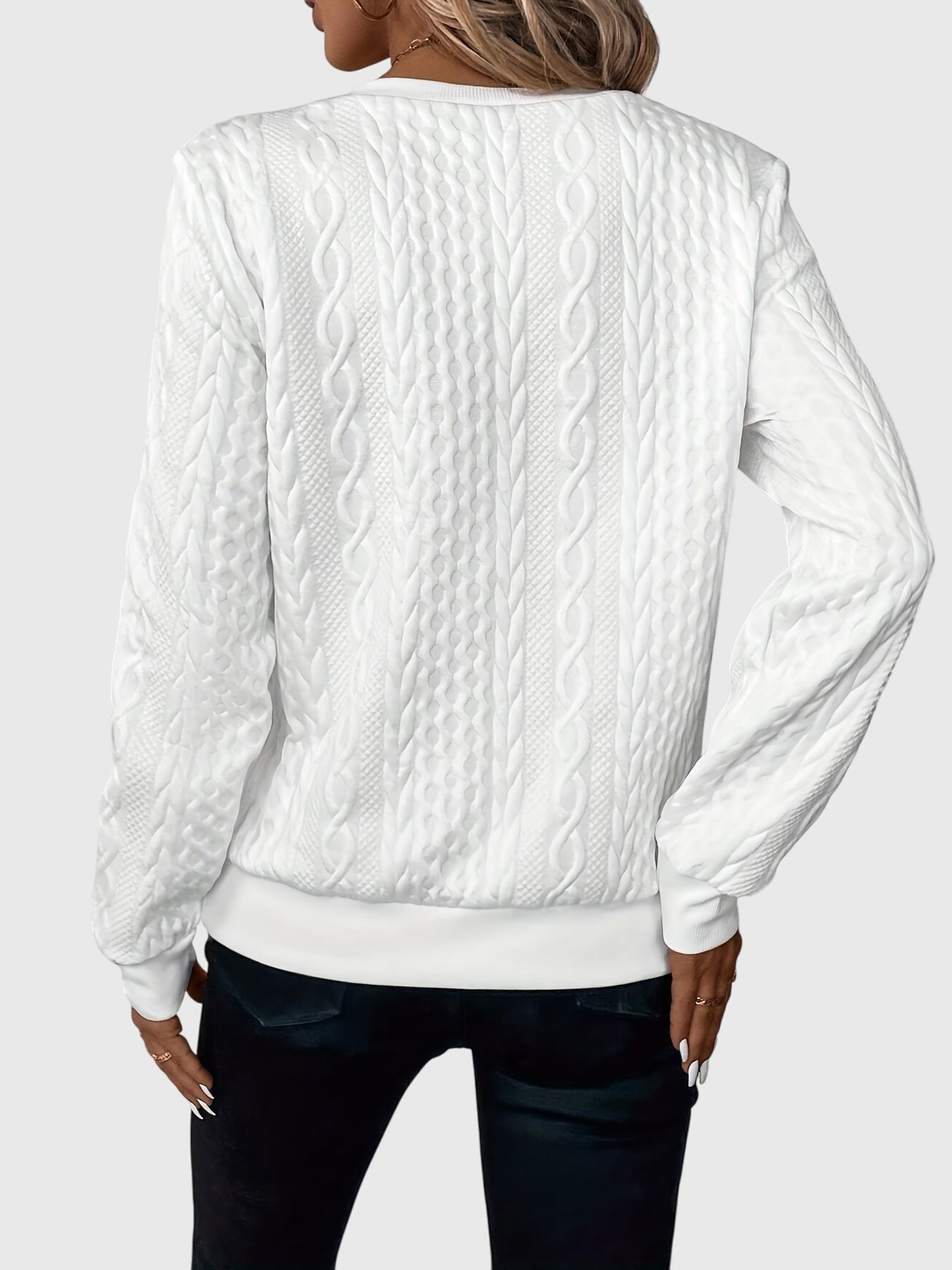 Nora Zip Front Quilted Cable Knit Sweater With Zipper Detail by Selouva