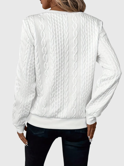 Nora Zip Front Quilted Cable Knit Sweater With Zipper Detail by Selouva